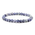 Natural blue sodalite stone bead stretch bracelet 6mm gemstone beaded fashion jewelry for women men - Blue Spot Stone