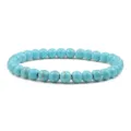 Turquoise beaded bracelet for women and men, 6mm natural stone round beads yoga jewelry. - Blue Turquoise
