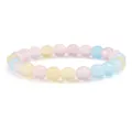 Bracciale di perle in pietra preziosa sfaccettata colorata braccialetto elastico pastello. - Pietra Colore Morganite