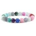Bracciale elastico con perline di pietra preziosa sfaccettata multicolore cristallo. - Arcobaleno
