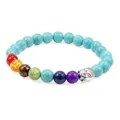 Chakra healing beaded bracelet with turquoise stones and Buddha head charm for yoga jewelry - Blue Turquoise