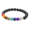 Chakra Lava Stone Buddha Bracelet Natural Gemstone Beaded Yoga Energy Jewelry for Men Women - Lava Stone