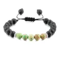 Lava steen en keizer jaspis kralen armband met verstelbaar gevlochten koord voor yoga en dagelijks - Keizerlijke Pijnboomsteen