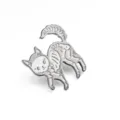 Jolie broche émaillée chat squelette d'Halloween, badge en alliage vintage pour les vêtements. - Chat