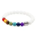 Chakra Healing Lava Stone Buddha Head White Matte Beads Yoga Energy Bracelet Jewelry - Matte White Ceramic-Look