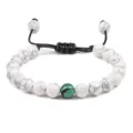 8mm Wit en groen steen kralen verstelbaar gevlochten armband voor yoga koppels - Wit Turkoois En Malachiet