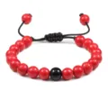 8mm rode steen gevlochten armband verstelbaar koppel yoga energie sieraden cadeaus - Rood Turkoois En Mat Zwart
