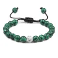 Groene malachiet en witte stenen kralen armband met verstelbaar koord voor yoga. - Malachiet En Wit Turkoois