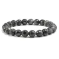 Bracciale elastico con perline sfaccettate in pietra naturale, gioiello elegante e chic. - Pietra Flash (Labradorite)