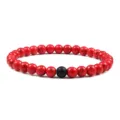 Bracciale di perle in turchese rosso con pietra nera opaca, elegante gioiello stile boho chic. - Turchese Rossa Nero Opaco