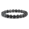 Bracciale di perle in pietra scura sfaccettata corda elastica semplice accessorio di gioielli - Grigio Antracite Scuro