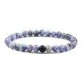 Bracciale di perle in pietra nera opaca e blu gioiello di coppia boho stile moda. - Punto Blu Nero Opaco