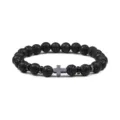 Zwarte lavasteen kralen armband met hematiet kruis hanger yoga energie sieraden - Lavasteen