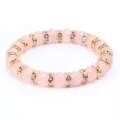 Sweet pink crystal beaded bracelet with rhinestone spacers fashion wrist jewelry variant - Gold Setting AB Rhinestone