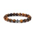 Natuurlijke tijgerogen kraal armband met hematiet kruis energie yoga sieraden voor man - Tijgeroog