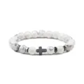 Natuursteen kralen armband met hematiet kruis hanger voor yoga en dagelijks gebruik - Howliet