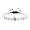 Sparta helm witte steen kralen verstelbare armband voor heren dames yoga sieraden - Witte Turkoois Zilver