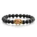 Lavastein Perlen Armband mit goldener Kronen Legierung und dekorativem Naturstein Element. - Landschaftsjaspis