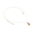 Einfache goldene Muschel Anhänger Halskette mit beigefarbener Kordel verstellbar Damen Boho - Beiges Seil Goldene Muschel