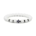 Witte kralen armband met zwarte kruis hanger en hematiet afstandhouders sieraden - Wit Porselein