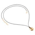 Minimalistische goldene Kauri-Muschel-Anhänger-Halskette mit schwarzem Lederband Kette. - Schwarzes Seil Goldene Muschel