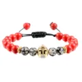 Mooie Rode steen spartan helm gevlochten armband verstelbare kralen sieraden chic - Rode Turkoois Drakenader Goud