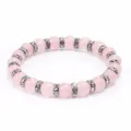 Delizioso braccialetto elastico con perline di strass in cristallo rosa moda donna - Castone Canna di Fucile Strass