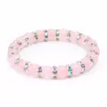 Braccialetto di perline in quarzo rosa con distanziatori strass gioielli cristallo per donna - Castone Argentato Strass AB