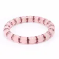 Braccialetto di perle di cristallo rosa con distanziatori di strass variante - Castone Argentato Strass Rosa
