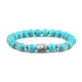 Türkis Perlenarmband mit silbernem Buddha Kopf und Metall Zwischenperlen für den Alltag. - Hellblauer Türkis