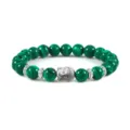 Grünes Malachit Perlenarmband mit silberner Buddha Kopf Anhänger und Metallabstandshaltern. - Malachit