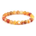 Bracelet en perles d'agate rayées colorées pierre naturelle perles rondes yoga bijoux - Style Élastique / Jaune