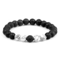 Bracelet de perles en pierre de lave noire et turquoise blanche pour couple yoga. - Pierre de Lave et Turquoise à Veines Noires