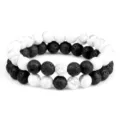 Ensemble de bracelets de perles en pierre de lave noire et turquoise blanche 8mm bijoux - Ensemble Turquoise Blanche