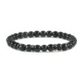Zwarte kralen stretch armband met metalen spacers 6mm ronde kralen sieraden dagelijks - Glanzend Zwart