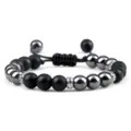 Kralen armband zwarte hematiet mat agaat verstelbaar geweven touw mode sieraden - Mat