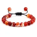 Bracelet de perles en agate rayée rouge pour hommes et femmes, cordon tressé réglable. - Style Tressé / Rouge