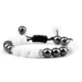Verstelbare zwart-witte kralenarmband met metalen spacers voor yoga en dagelijkse mode. - Wit Porselein