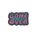 Broche esmaltada creativa de estilo retro game over, elegante insignia rosa y turquesa. - Texto GAME OVER