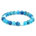 Bracelet de perles en agate rayée bleue, pierre précieuse ronde, bijou de yoga - Style Élastique / Bleu