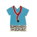 Nurse scrub enamel pin with stethoscope design, creative medical staff metal brooch badge. - Blue