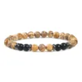 Natuurstenen kralen armband met legering afstandhouders, elastische yoga sieraden stijl. - Landschap Jaspis