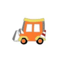 Cartoon car alloy brooch badge, cute orange and yellow vehicle lapel pin accessory. - Construction Vehicle