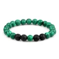 Bracelet de perles en motif malachite verte et pierre de lave volcanique noire unisexe. - Malachite et Pierre de Lave