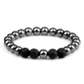 Bracelet de perles en pierre de lave volcanique naturelle et métal pour hommes et femmes. - Hématite et Pierre de Lave