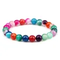 Bracelet en Perles d'Agate Rayée Multicolore Bracelet de Yoga en Pierres Fines Top - Style Élastique / Multicolore