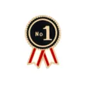 Broche émaillée dorée médaille No.1, insigne ruban de récompense mignon pour vêtements. - Style de Médaille