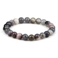 Bracelet de perles en agate naturelle rayée colorée, bracelet yoga en pierres précieuses - Style Élastique / Gris fumé