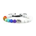 Chakra Buddha Bead Bracelet 8mm White Howlite Stone Black Braided Cord Yoga Jewelry - White