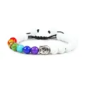 Chakra Buddha Bead Bracelet featuring White Beads and Silver Alloy Charm for Couples - White Porcelain